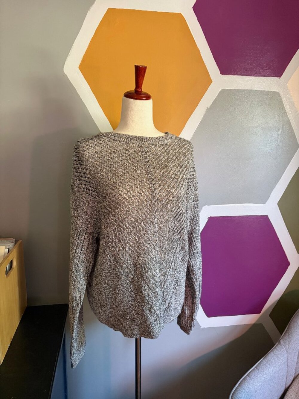 Tribal Open Knit Sweater Women’s L Lightweight Neutral Textured Pullover